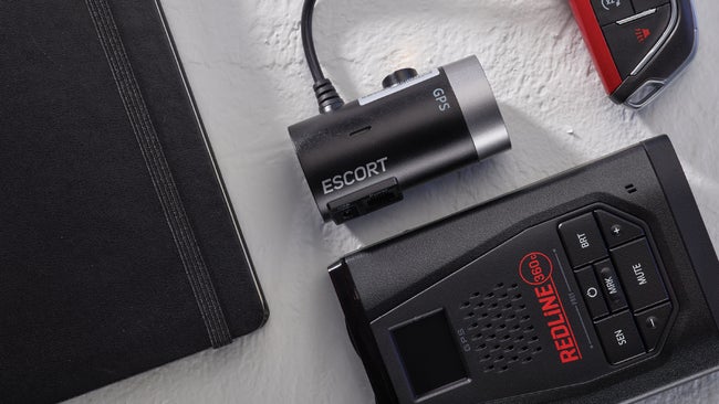 Escort M2 smart dash cam product image tabletop with Redline 360c radar